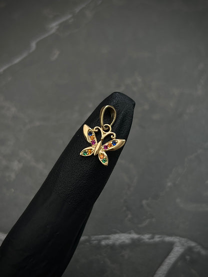 Dije de mariposa con swarovski multicolor 1gr / 1.5cm / Oro Amarillo Nac B