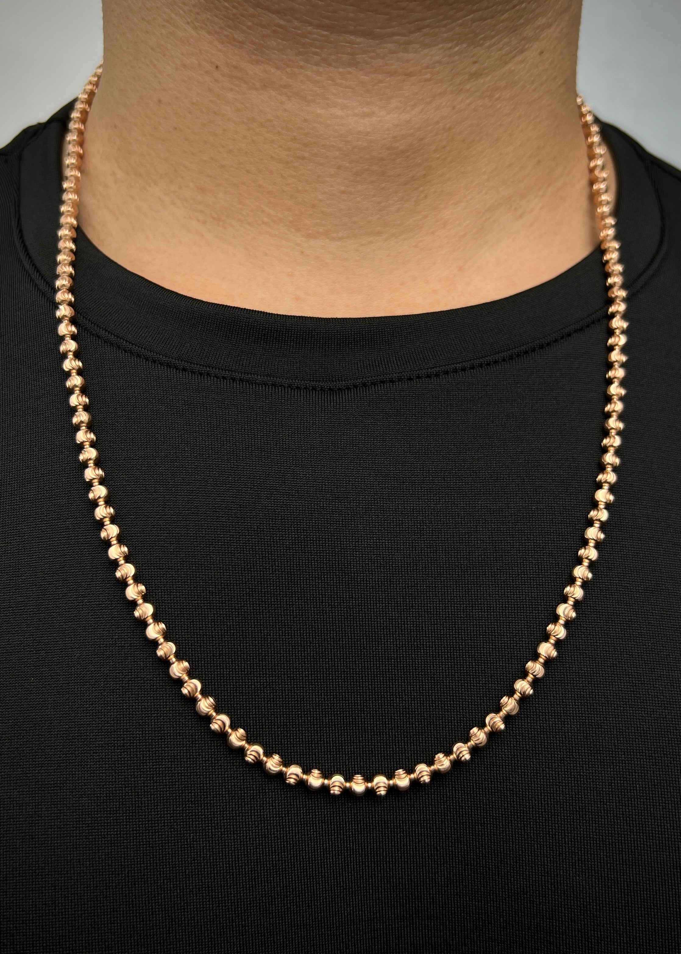Cadena militar diamantada luna 25.95gr / Largo 60cm / Oro Rosado (Joya) P