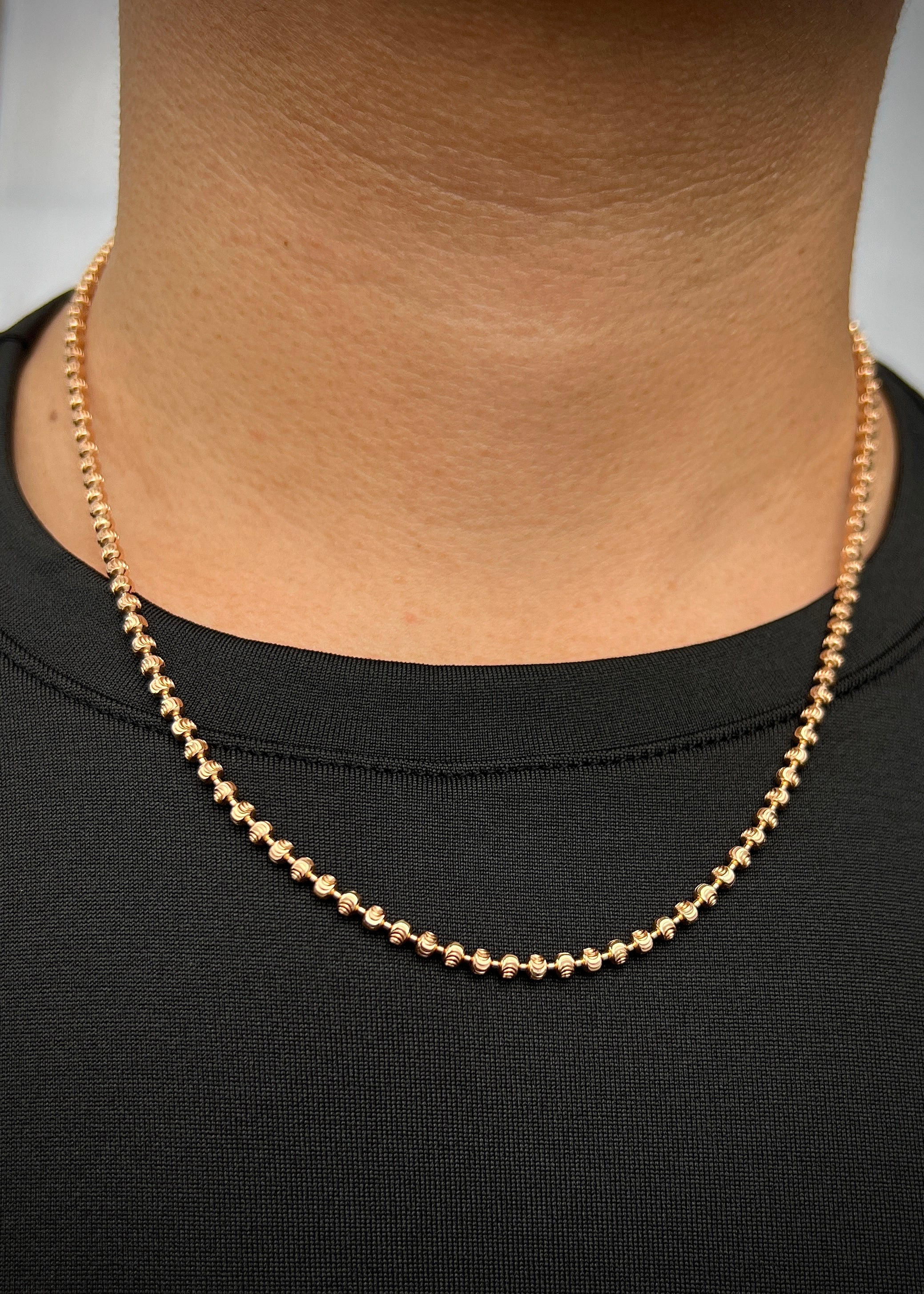 Cadena militar diamantado luna 3mm 18.8gr / Largo 50cm / Oro Rosado (Joya) B