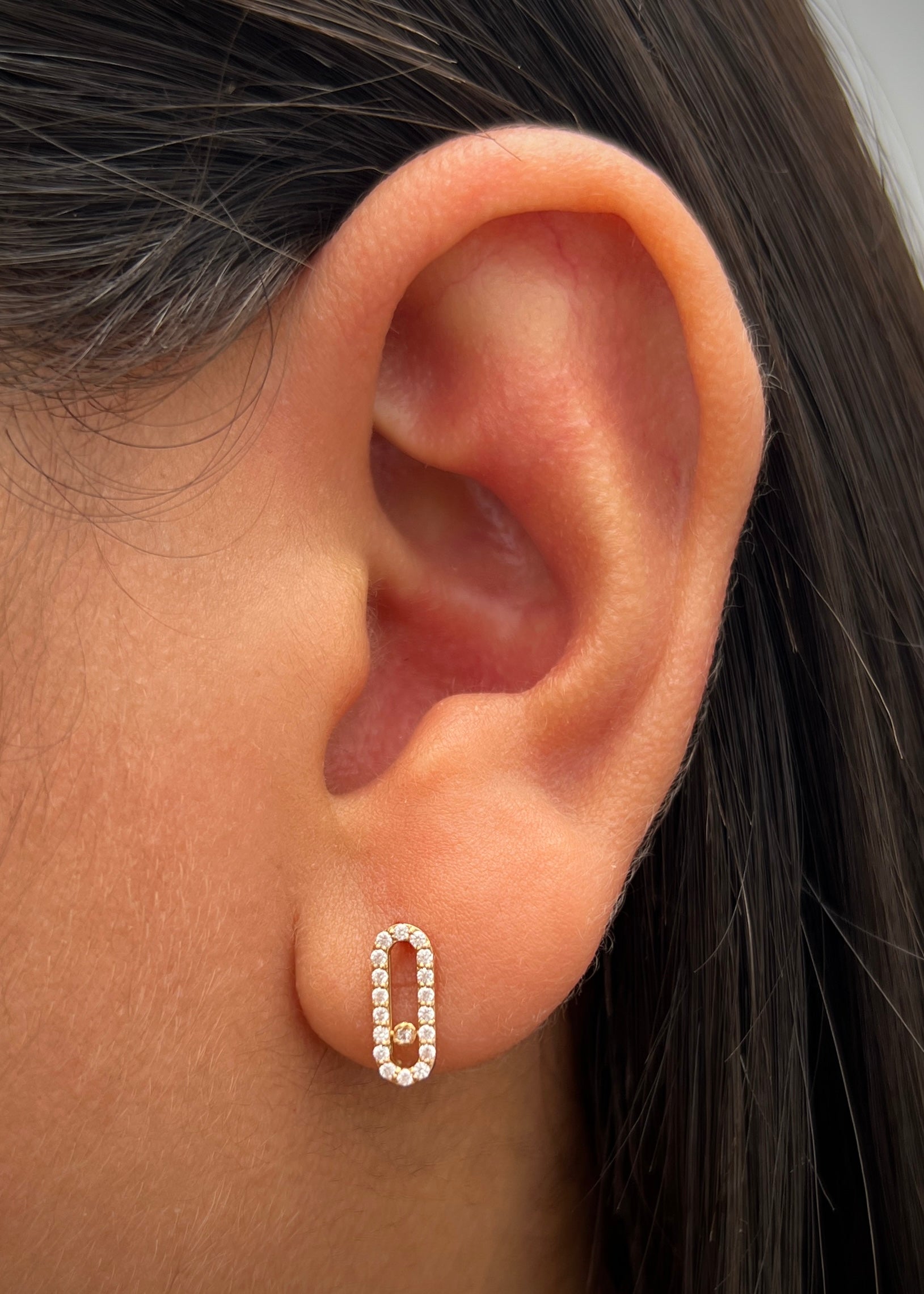 Topos MK con swarovski blanco 1.55gr / Largo 1cm / Oro Rosado Nac M