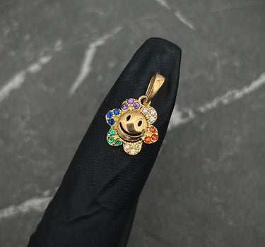 Dije De FLOR CON SWArovski Multicolor 0.9gr / Largo 1.6cm / Oro Amarillo Nac M