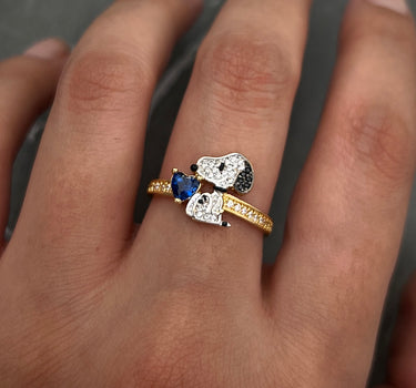 Anillo snoopy con swarovski multicolor 2.8gr / TALLA 6 3/4 / Oro Amarillo Nac M