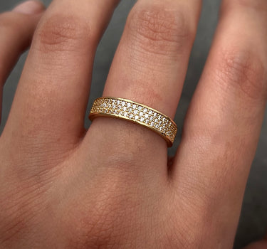 Anillo con swarovski blanco 2.85gr / TALLA 6 1/2 / Oro Amarillo Nac P