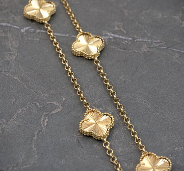 Cadena aro seguido lucky clover diamantada 12.75gr / Largo 50cm / Oro Amarillo italy cte P