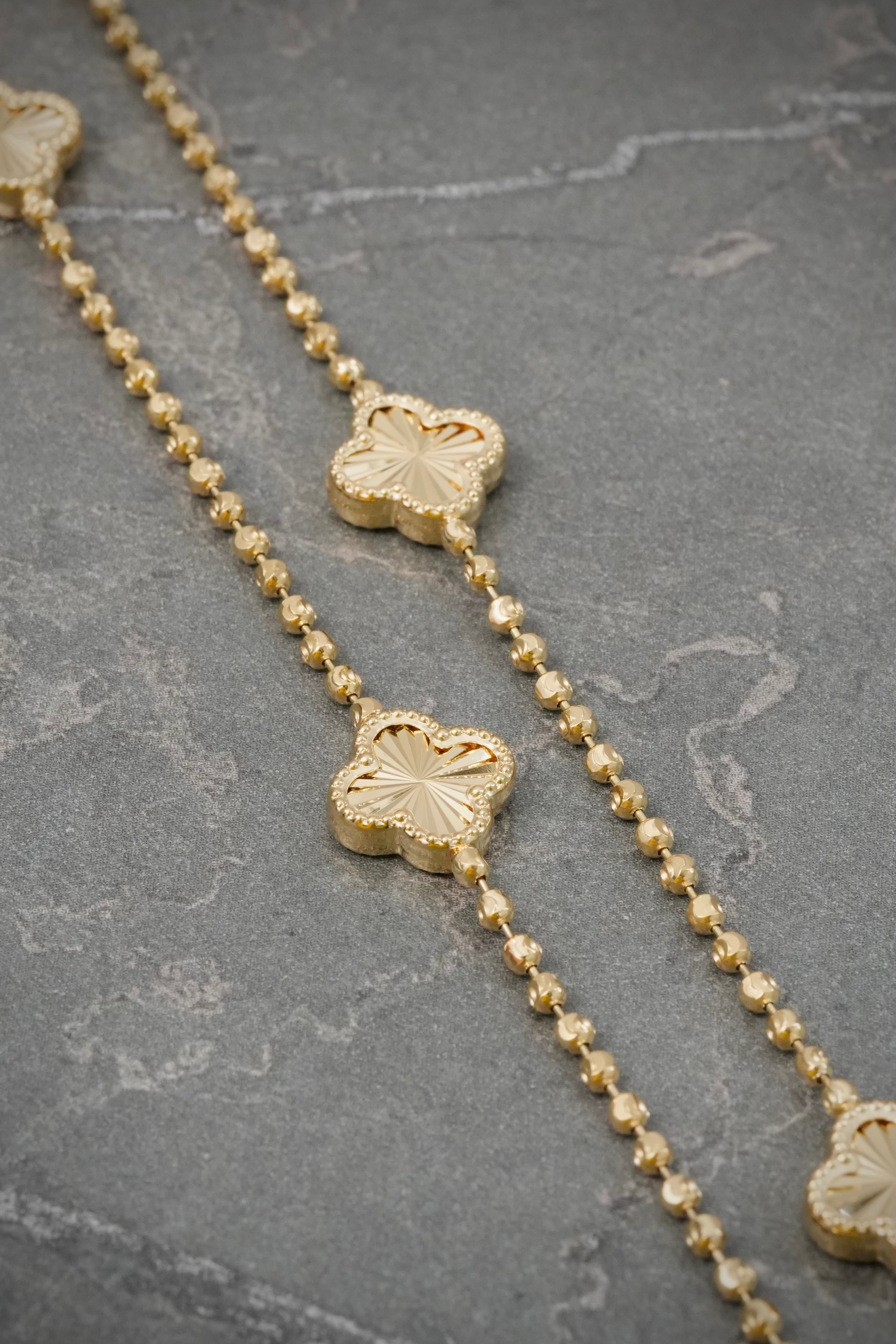 Cadena Lucky Clover Diamantada 9.6gr / 40cm / 9.9mm — Oro Amarillo