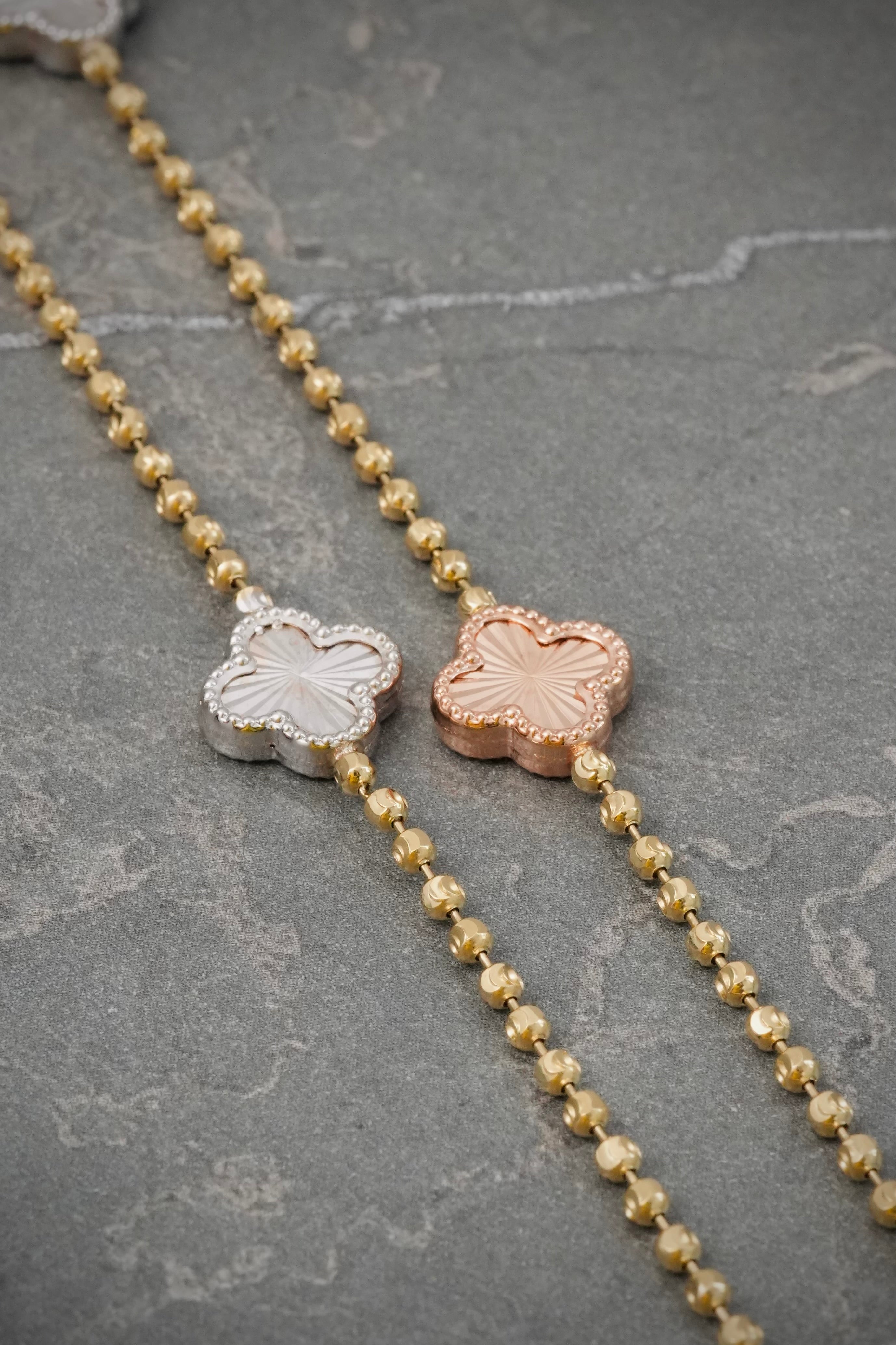 Cadena Lucky Clover Diamantada 9.65gr / 45cm / 9.9mm — Tres Oros