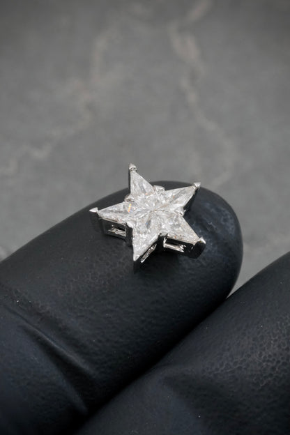 Dije Estrella con 53pts de Diamantes 0.9gr / 1cm / 11.5mm — Oro Blanco