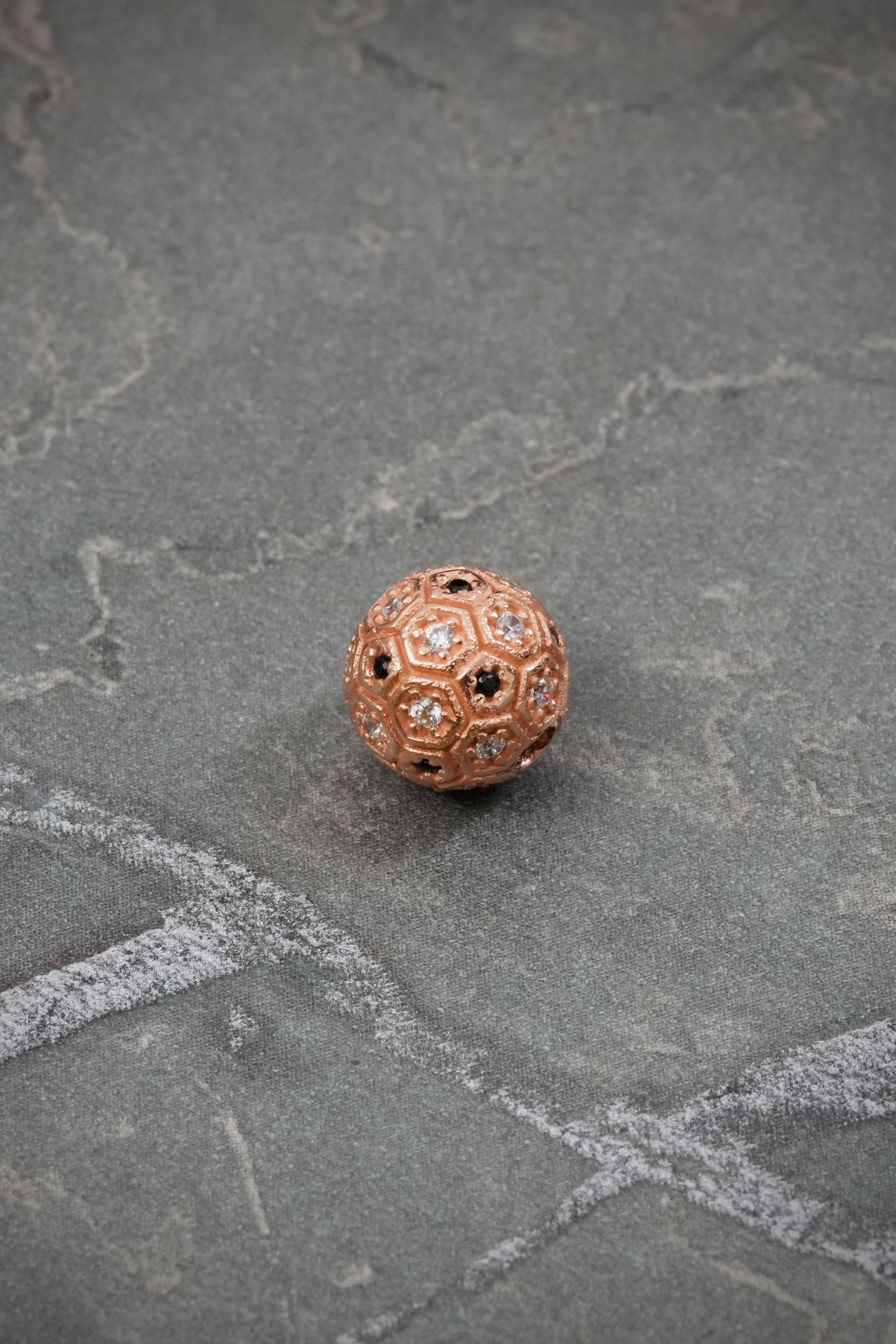 Herraje Balon con Swarovski Blanco y Negro 1.7gr / 8cm / 9mm — Oro Rosado