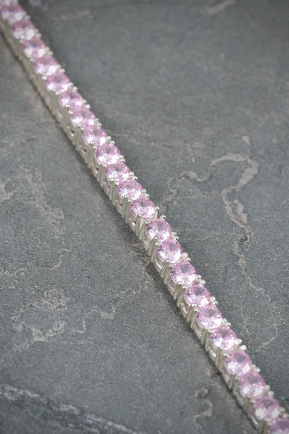 Pulso con Swarovski Rosado 16.1gr / 19.5cm / 3.7mm — Plata 925