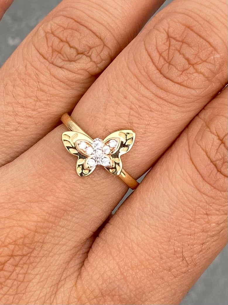 Anillo Mariposa con Swarovski Blanco 1.9gr / Talla 5 — Dos Oros