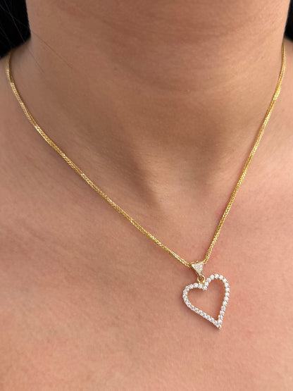 Dije Corazon con Swarovski Blanco 2.05gr / 2.8cm / 19.8mm — Oro Amarillo