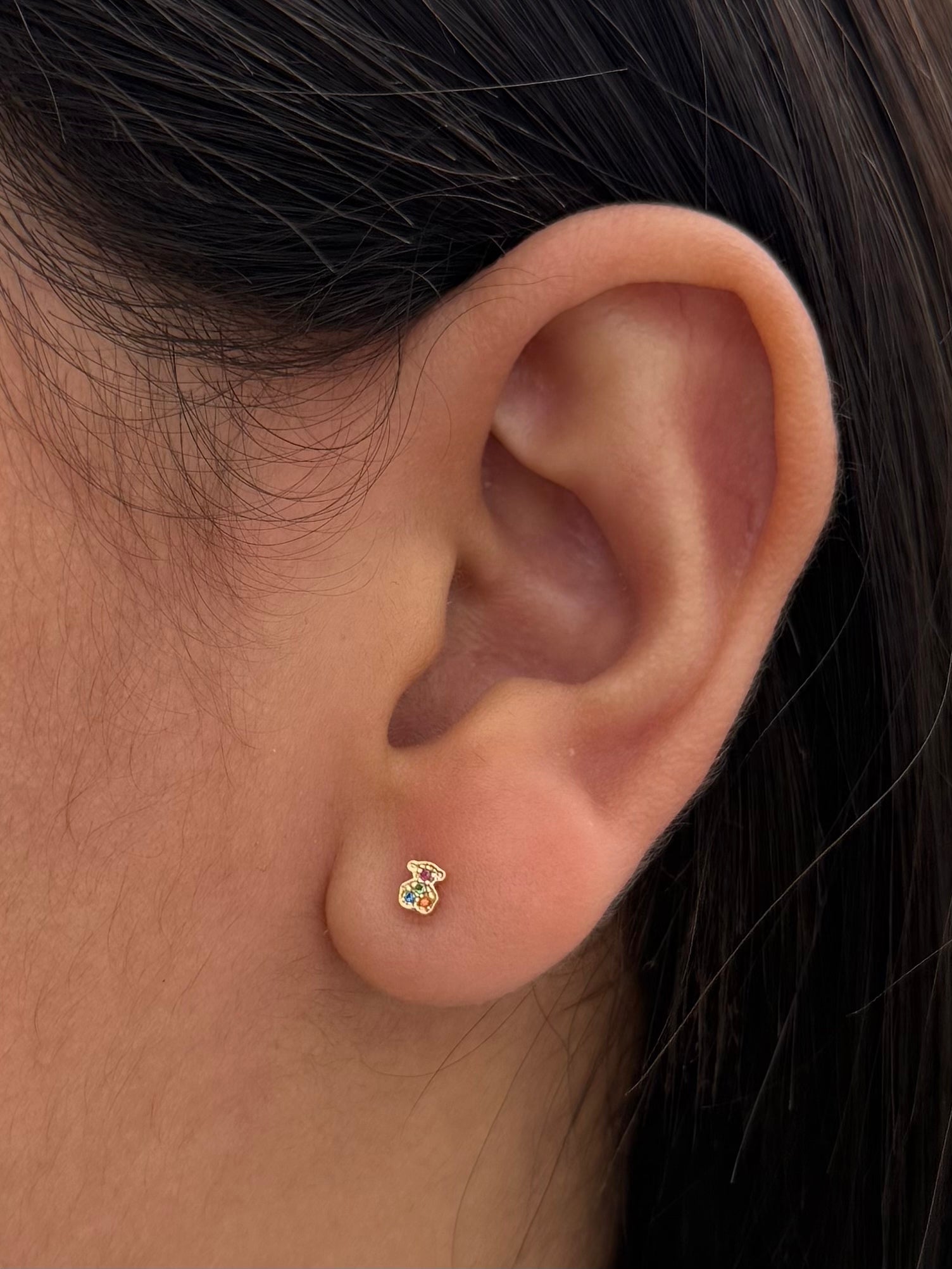 Topos Oso Th con Swarovski Multicolor 0.5gr / 0.3cm / 3.2mm — Oro Amarillo