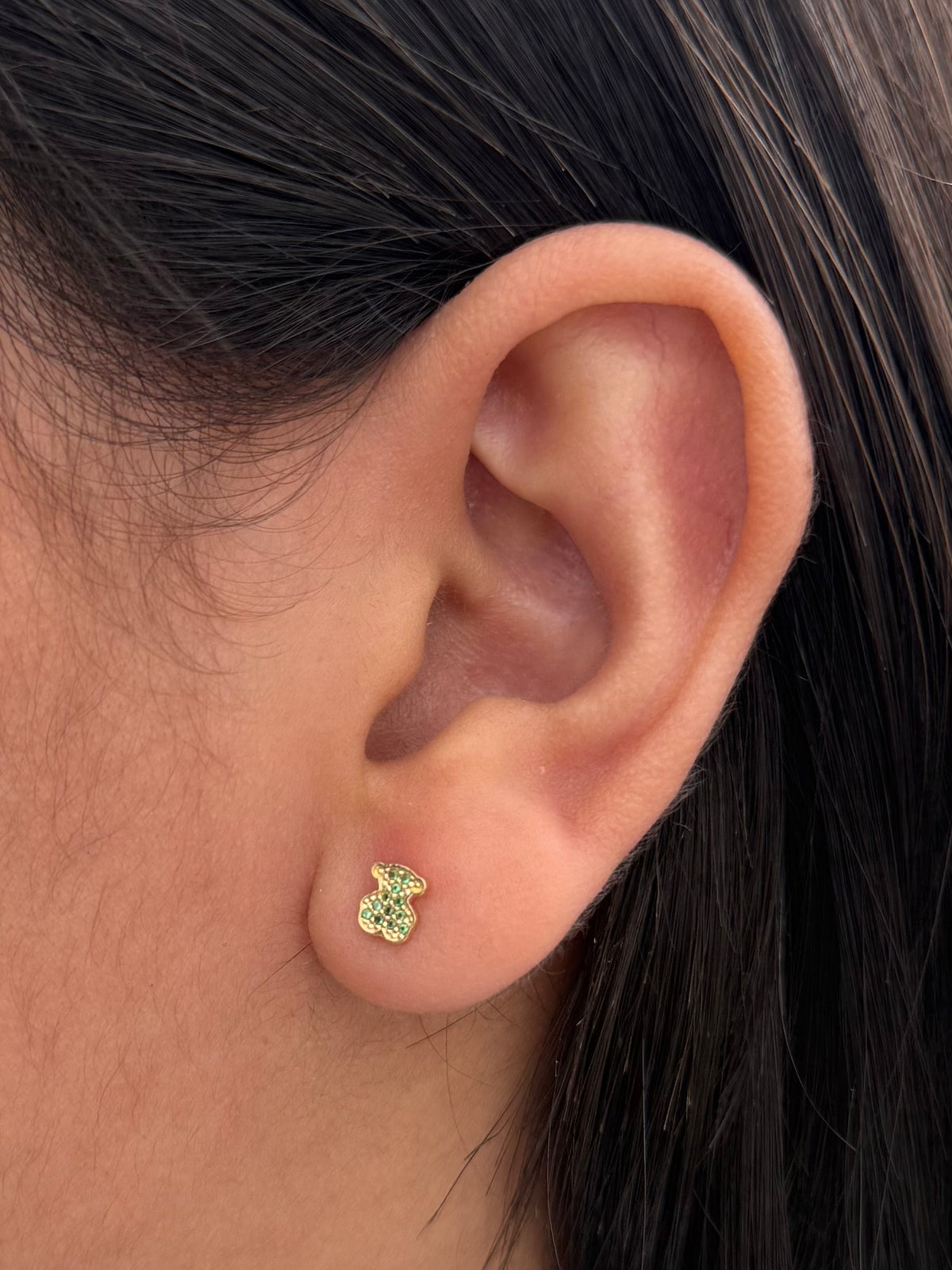 Topos Oso Th con Swarovski Verde 0.8gr / 0.6cm / 4.8mm — Oro Amarillo