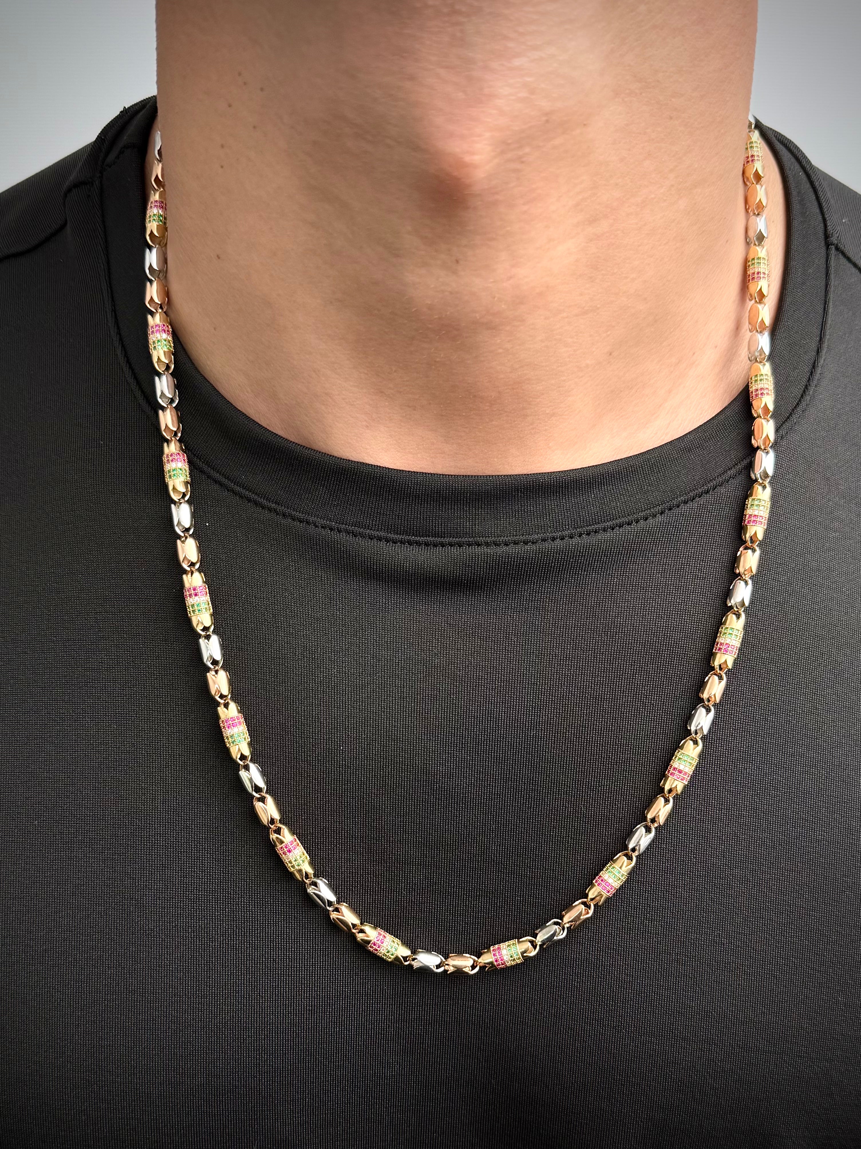 Cadena Rustica con Swarovski 50.8gr / 65cm / 5.5mm — Oro Tres Oros