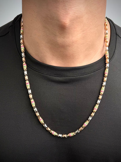 Cadena Rustica con Swarovski 50.8gr / 65cm / 5.5mm — Oro Tres Oros