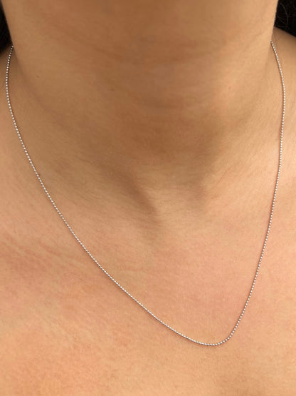 Cadena mini militar 2.1gr / Largo 50cm / Oro Blanco italy +1 B