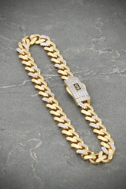 Pulso monaco con swarovski blanco 9.5gr / Largo 19cm / Oro Amarillo italy +5 B