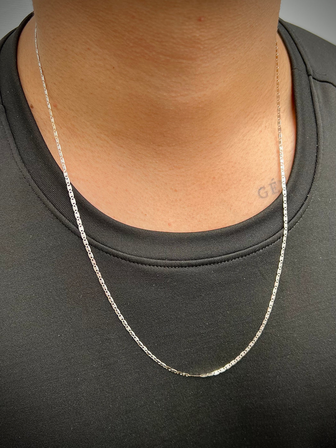 Cadena plana diamantada 3gr / Largo 60cm — Oro Blanco