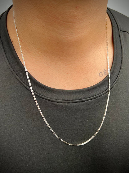 Cadena plana diamantada 3gr / Largo 60cm — Oro Blanco