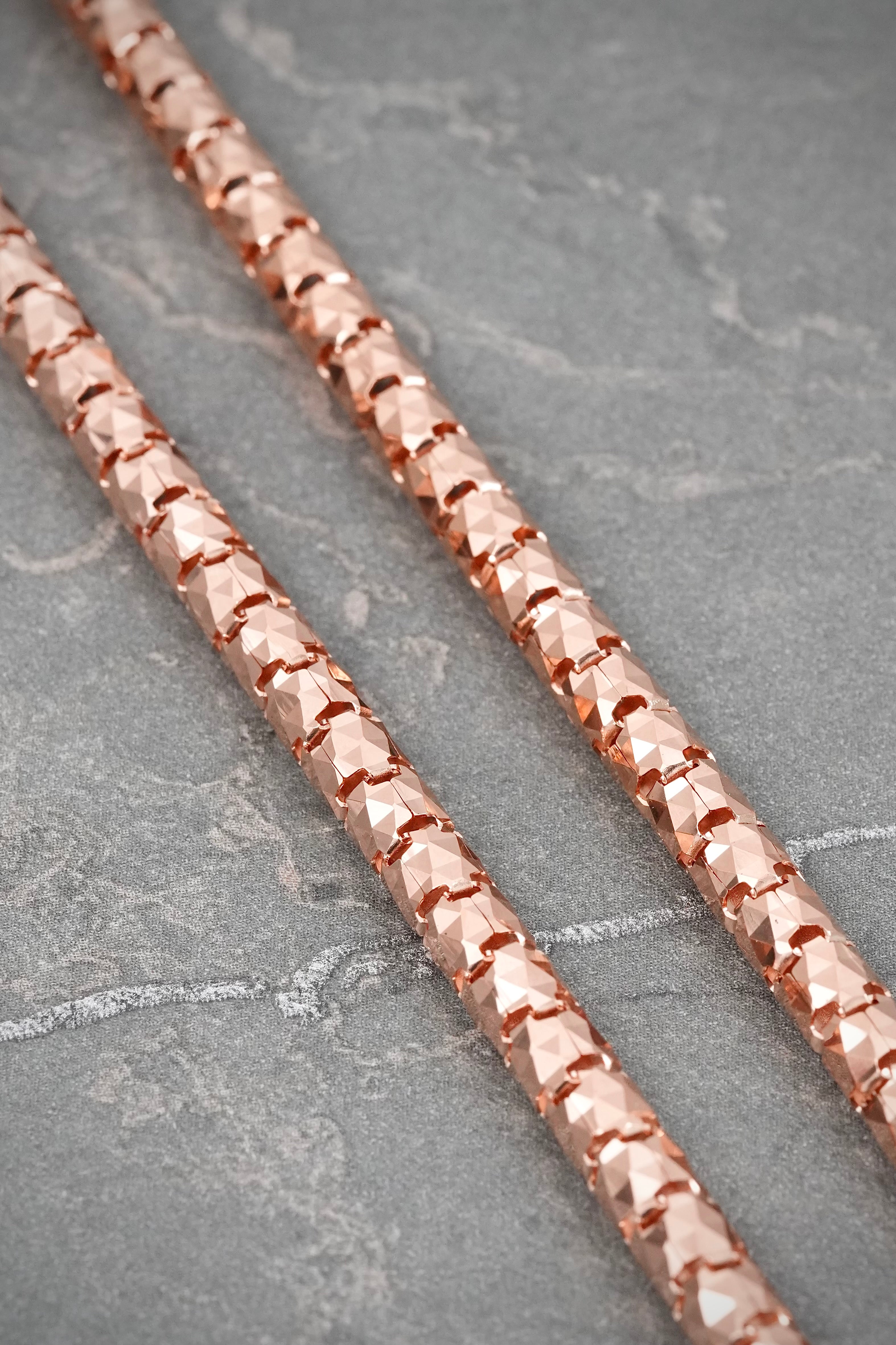 Cadena Cola de Raton Diamantada 30.4gr / 60cm / 4.3mm — Oro Rosado