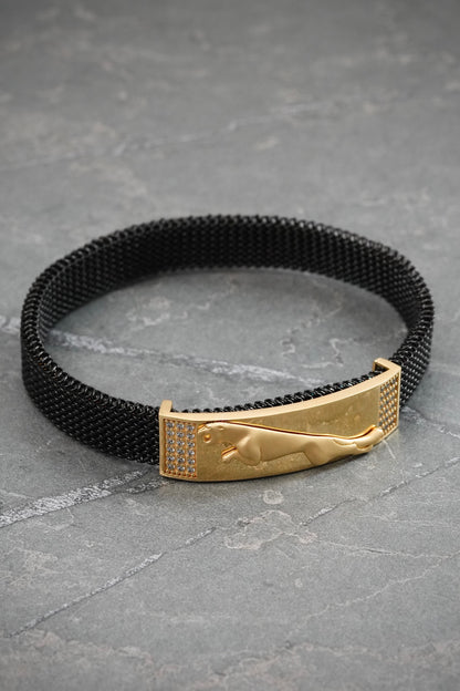 Pulso Resorte con Placa Puma 6.35gr / 18cm / 11.2mm — Oro Amarillo