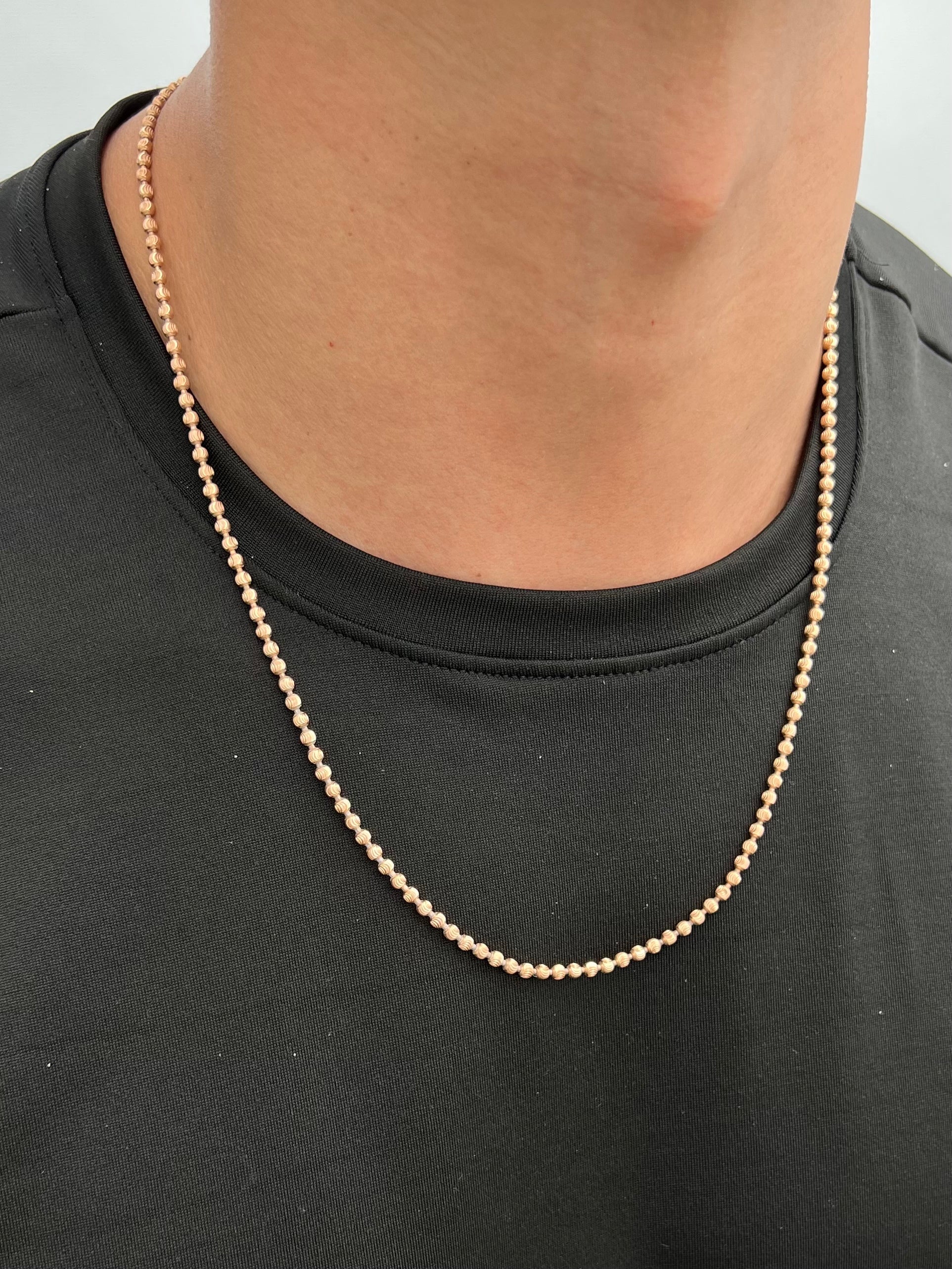 Cadena Militar Diamantada Luna 3mm 17.1gr / 60cm / 3mm — Oro Rosado