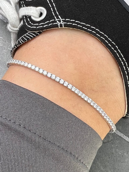 Tobillera tenis con swarovski blanco 13.6gr / Largo 23cm / Oro Blanco Nac B