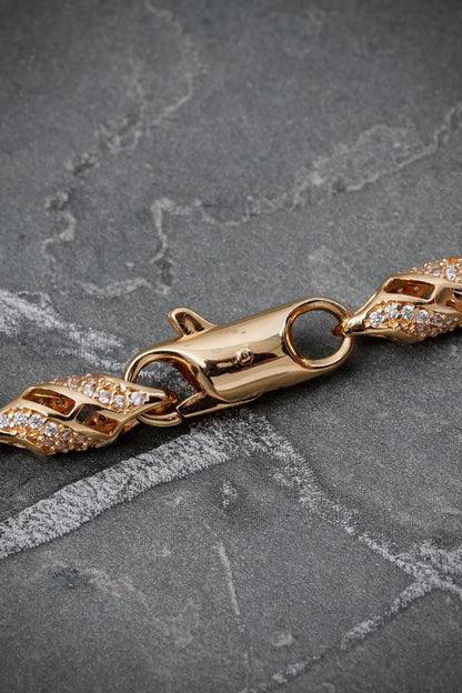 Cadena rustica con swarovski blanco y negro 57.7gr / Largo 65cm / Oro Amarillo Nac M