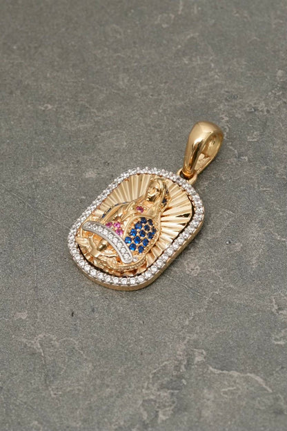 Dije virgen de guadalupe con swarovski 4.7gr / Largo 3cm / Oro Amarillo Nac B