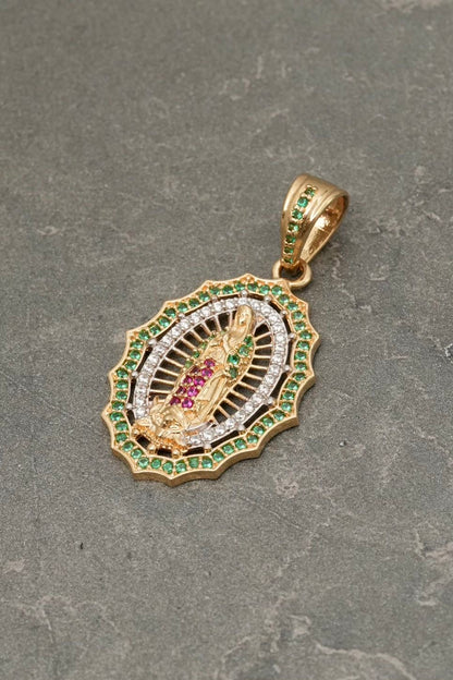 Dije virgen de guadalupe con swarovski 4gr / Largo 3.4cm / Oro Amarillo Nac B