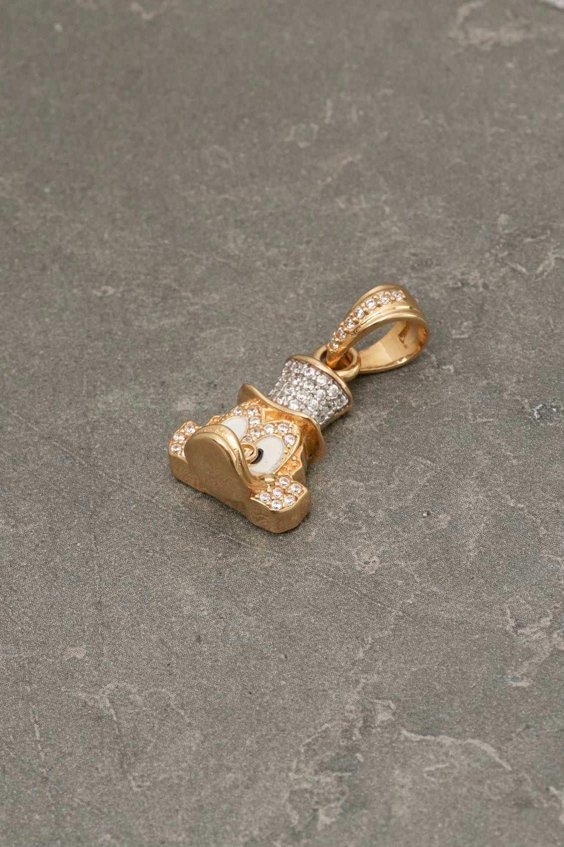 Dije tio rico con swarovski blanco 4.75gr / Largo 2.5cm — Oro Amarillo