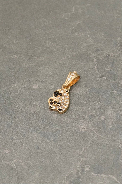 Dije de capibara con swarovski blanco y negro 0.85gr / Largo 1.6cm / Oro Amarillo Nac M