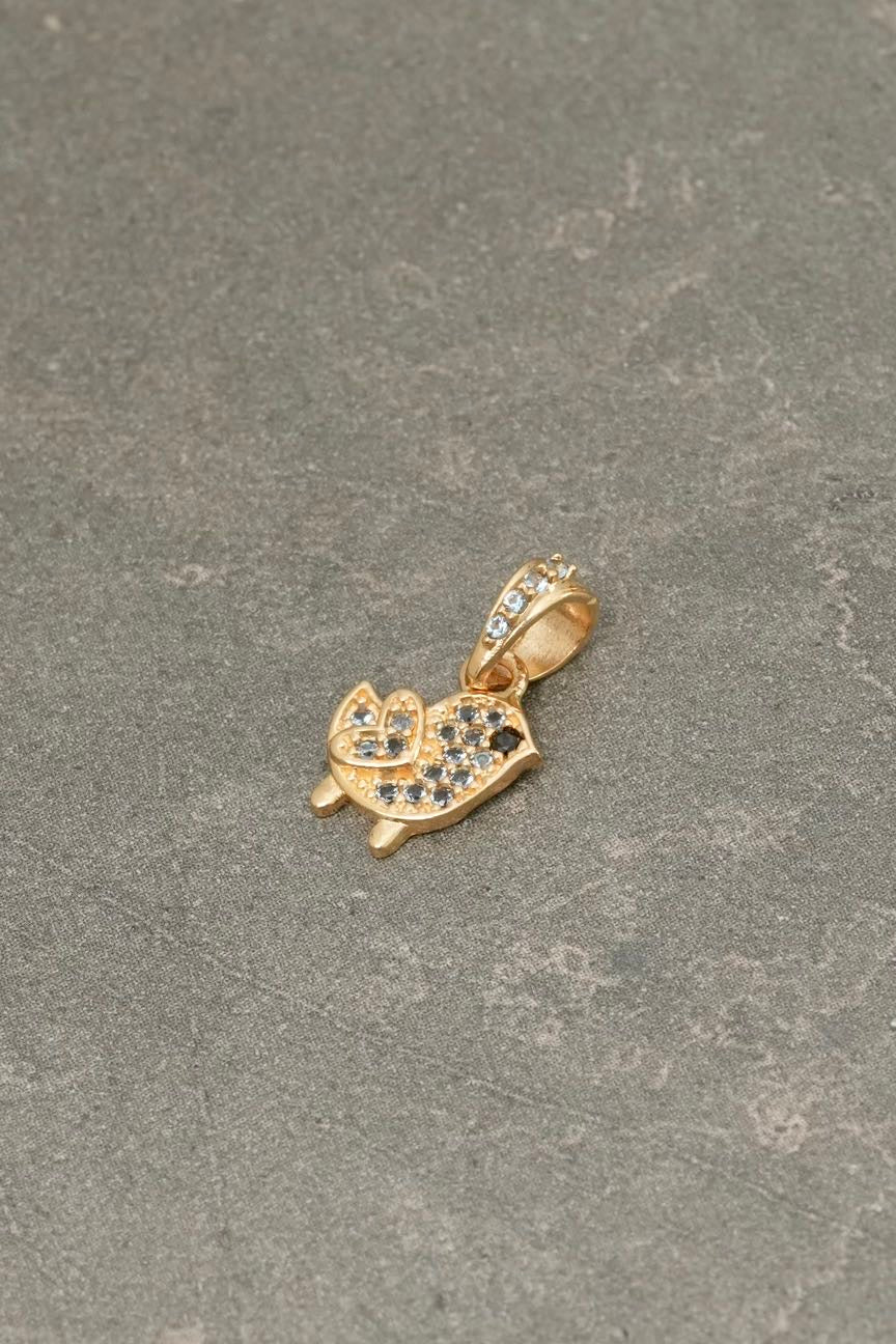 Dije pajaro con swarovski azul 0.9gr / Largo 1.5cm — Oro Amarillo