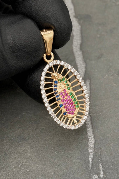 Dije Virgen de guadalupe con swarovski 2.75gr / Largo 3.5cm — Oro Amarillo