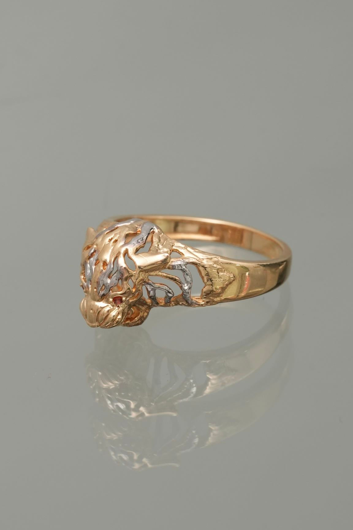 Anillo pantera con swarovski naranjado 4.5gr / TALLA 8 3/4 / Oro Amarillo Nac B