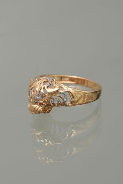 Anillo pantera con swarovski naranjado 4.5gr / TALLA 8 3/4 / Oro Amarillo Nac B