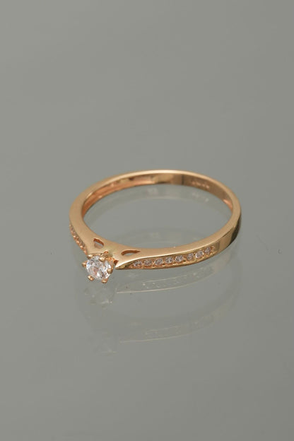 Solitario con swarovski blanco 1.8gr / TALLA 7 1/4 / Oro Amarillo Nac B