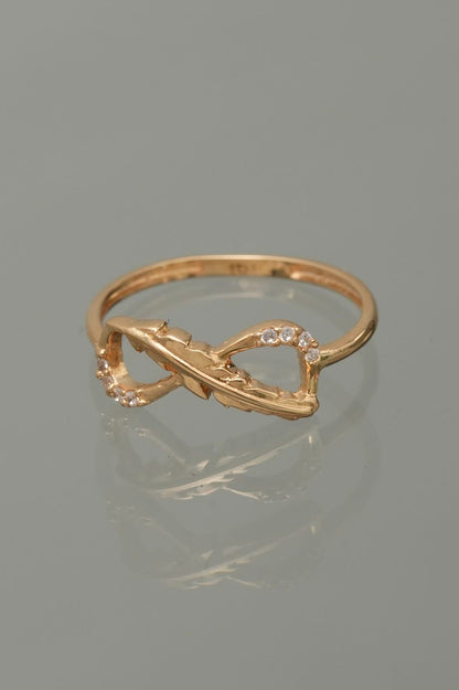Anillo infinito con swarovski blanco 1.5gr / TALLA 6 1/4 / Oro Amarillo Nac M