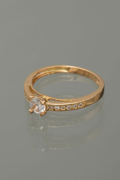 Solitario Con swarovski blanco 2.65gr / TALLA 7 / Oro Amarillo Nac B