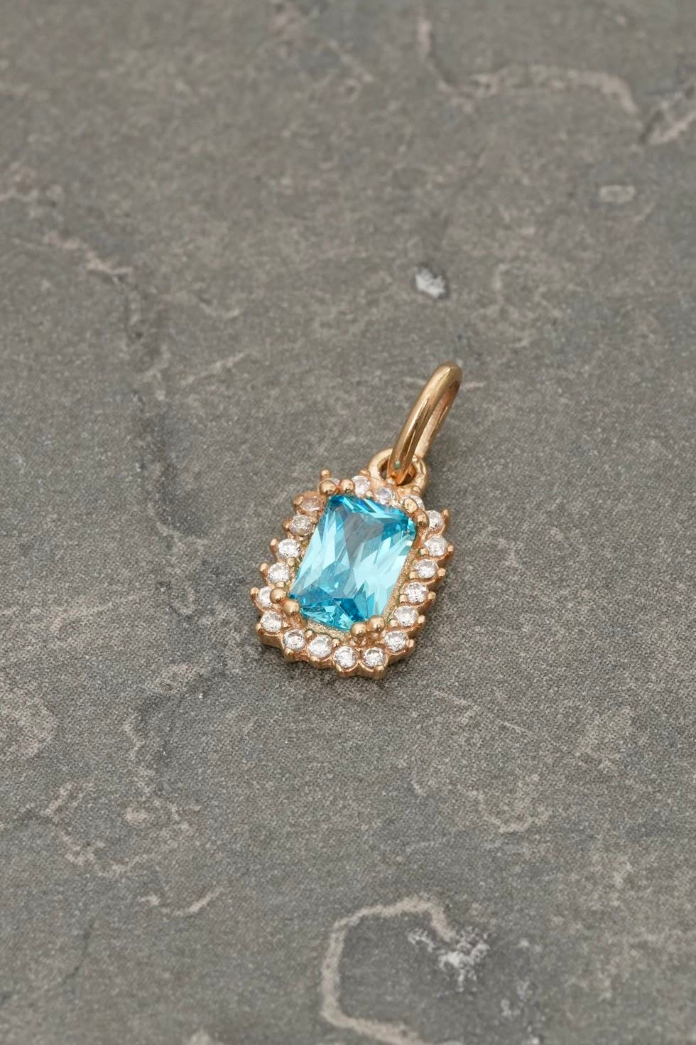 Dije con swarovski azul y blanco 0.9gr / Largo 1.5cm — Oro Amarillo