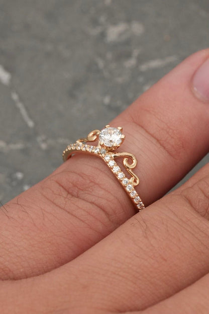 Solitario con swarovski blanco 1.4gr / TALLA 5 / Oro Amarillo Nac M