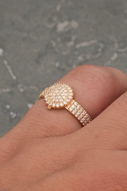 Anillo con swarovski blanco 2.75gr / TALLA 6 / Oro Amarillo Nac M