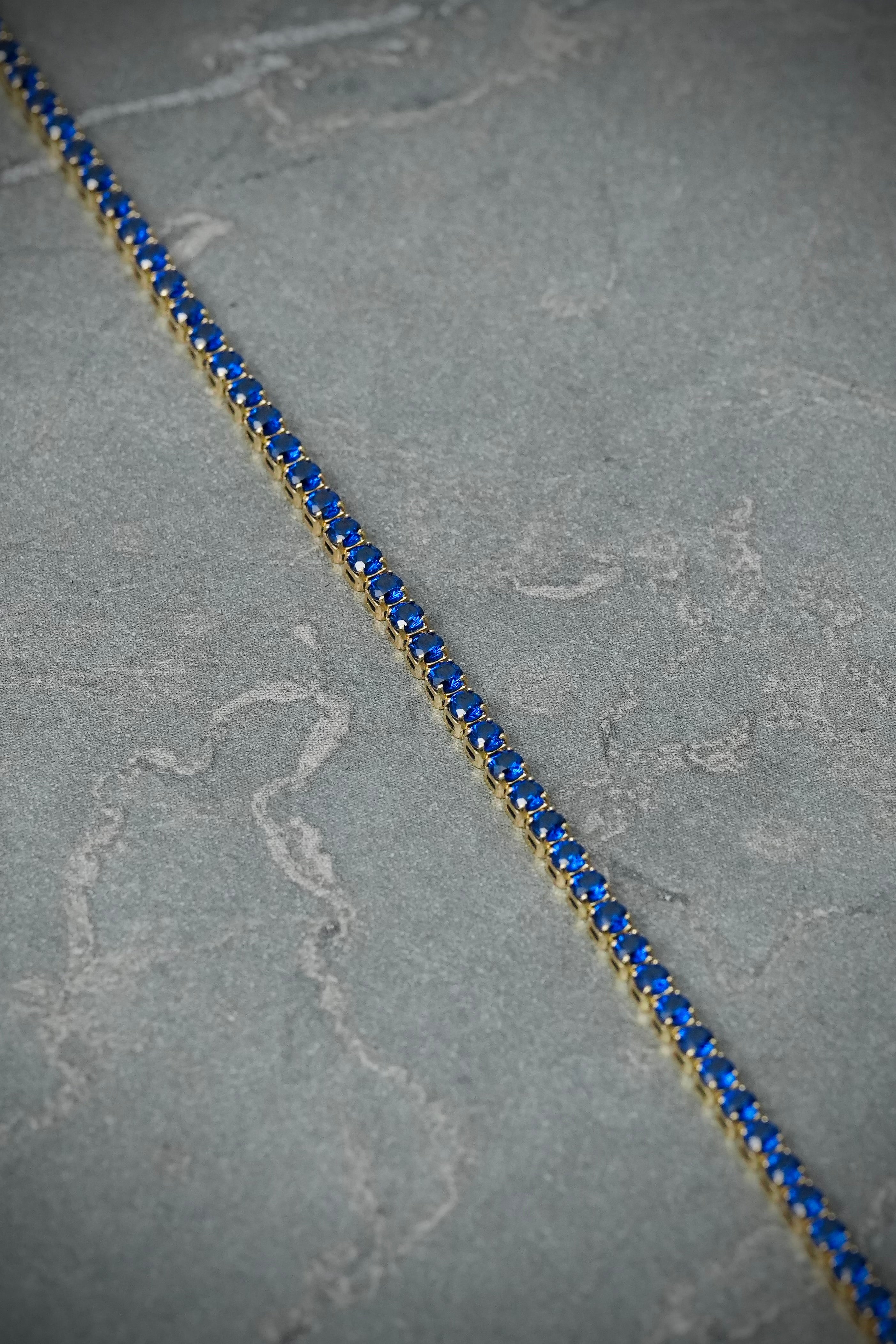 Pulso tenis con swarovski azul 1.9gr / Largo 18cm / Oro Amarillo italy +4 M