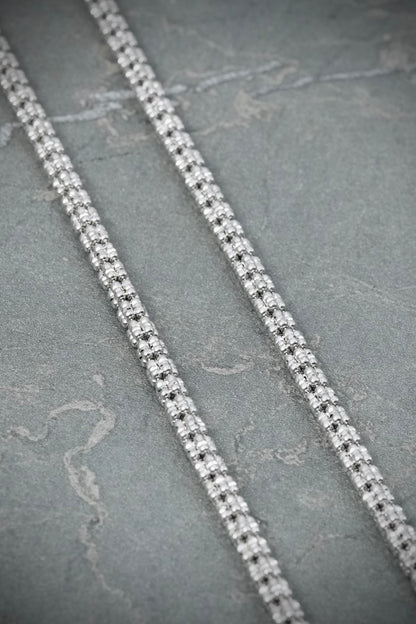 Cadena canutillo diamantada 20.35gr / Largo 60cm / Oro Blanco italy +4 M