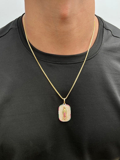 Dije virgen de guadalupe con swarovski 10.15gr / Largo 4.5cm — Oro Amarillo