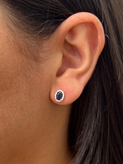 Topos con swarovski azul y blanco 1.45gr / Largo 0.8cm — Oro Amarillo