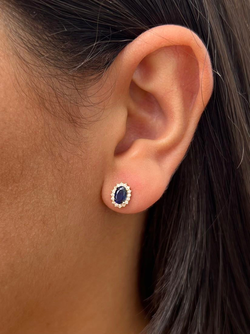 Topos con swarovski azul y blanco 1.45gr / Largo 0.8cm — Oro Amarillo