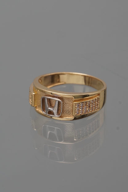 Anillo honda con swarovski blanco 6.05gr / Talla 8 1/2 / Dos Oros Nac*