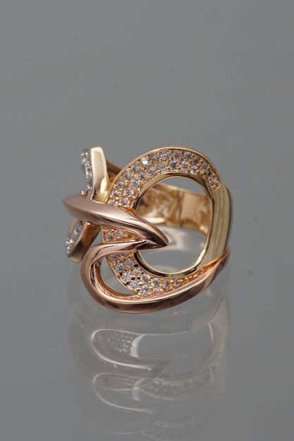 Anillo rustico con swarovski blanco 7.45gr / Talla 7 1/4 / Dos Oros Nac*