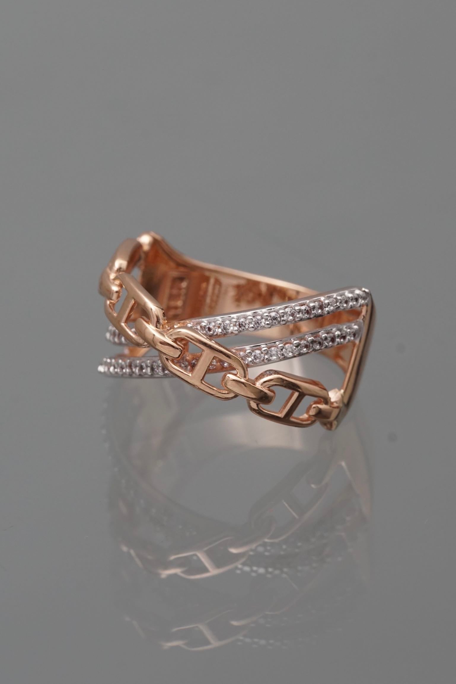 Anillo con swarovski blanco 4.35gr / Talla 7 / Oro Rosado Nac*